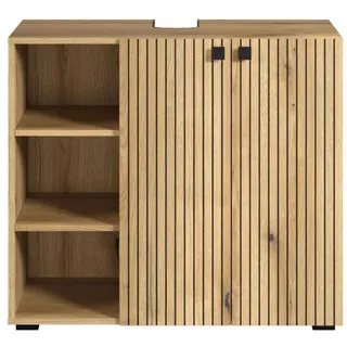 trendteam Waschbeckenunterschrank 3 Offene Fächer 90 x 79 x 53 cm Eiche