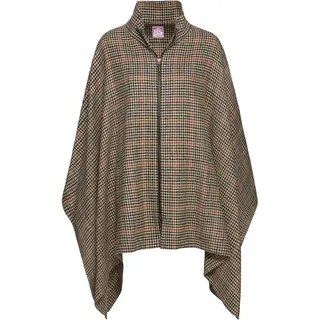 Brigitte von Schönfels Poncho Karo-Poncho mit Hahnentritt-Muster beige|braun 38