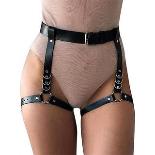 inspink Kettengürtel Frauen Harness Leder Sexy Gürtel mit Hüfte Ketten schwarz