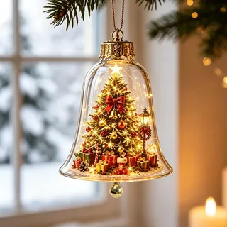 Beleuchtete Weihnachtskugeln, 10 * 9 * 8cm LED Weihnachtsglocke (A) | Weihnachtsdeko Christbaumkugeln, Weihnachtsbaum Deko LED Acryl Weihnachtsglocke, Weihnachtsdeko Innen Weihnachtskugeln