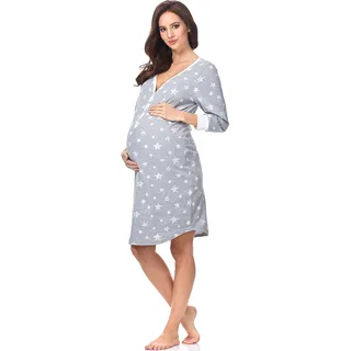 Italian Fashion Nachthemd Stillen | Softes Geburtshemd | Nachthemd Damen mit Knopfleiste | Bequem Stillkleid | Stillpyjama Damen | Still Nachtwäsche Frauen Geburt Set S-XXL - XL