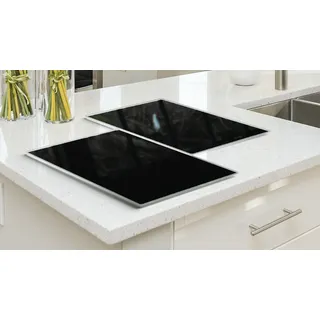 ALLboards Glas Herdabdeckplatte Schneidebrett Schwarz Classic Black 2er Set Multi-Platte Arbeitsplatte Herdschutz Deko für Küchen Gehärtetes Glas, 2 Stück - 52x30cm