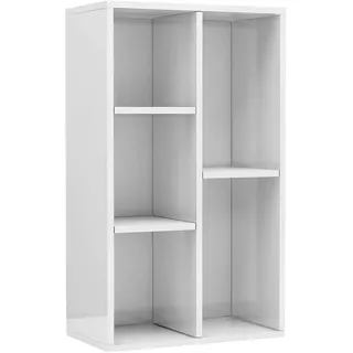 vidaXL Sideboard Bücherregal, Bücherschrank mit 5 Fächern, Wandregal Standregal für Wohnzimmer, Regal Büroregal Aktenregal, Hochglanz-Weiß Holzwerkstoff