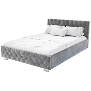 Juskys Nizza 140 x 200 cm mit Matratze grau