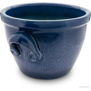 KERAZO Keramik Pflanzkübel Blumentopf Pflanztopf Frostfest 28x20cm blau-geflammt