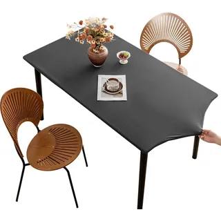 Tischdecke rutschfeste mit Gummizug, Polyester Abwischbar Tischdecke, Elastisch Wasserdicht Schmutzabweisend Tischdecken für Esstisch, Garten, innen, draußen(Gray,80 x 140 cm)