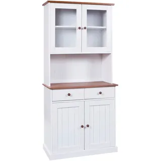 Interlink Inter Link Buffetschrank Westerland - Kiefer massiv, 2 Schubladen, - Weiss, Sepia lackiert