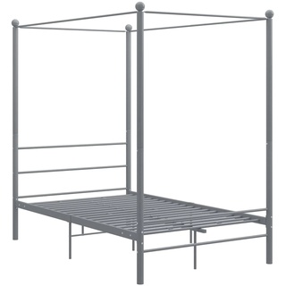 Susany Himmelbett Metallbett Bettgestell Einzelbett Jugendbett Schlafzimmerbett Grau Metall 120x200 cm