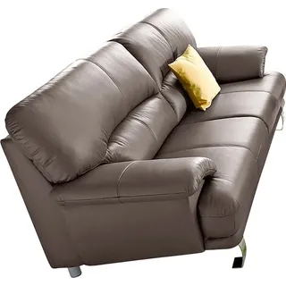 TRENDMANUFAKTUR 3-Sitzer "Cecilia, in italienischem Design, bequem", grau (taupe), B:200cm H:87cm T:90cm, Microfaser PRIMABELLE (100% Polyester);NaturLEDER (echtes Rindsleder) in Sitz und Rücken.