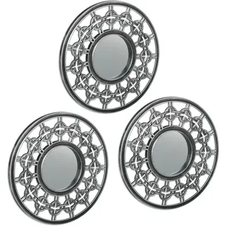 Relaxdays Deko Spiegel 3er Set Anthrazit,Silber