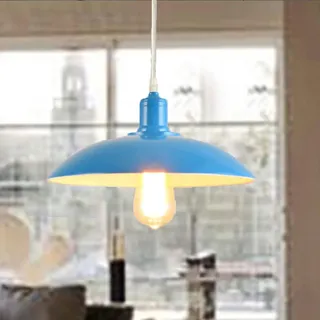 Mengjay Modernes Deckenhalbkreis mit Metall-Schirm Pendelleuchte Hängeleuchte Vintage Hängelampen Hängeleuchte Pendelleuchten Loft-Pendelleuchte im Landstil (Blau)
