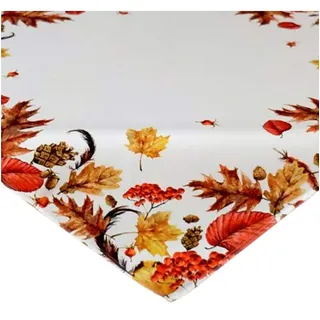 Raebel Tischdecke 85x85 cm Herbst Blätter Creme Weiß Beige Bunt Bedruckt Tischdecke Herbst Tischdeko