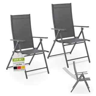 Juskys Gartenstuhl Calena 2er Set 7-fach verstellbar 55 x 70 x 106 cm anthrazit