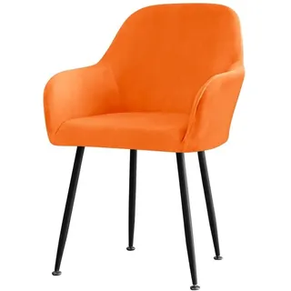 ABZDUNG Skandinavische Stuhlhussen, Samt-Esszimmerstuhlhussen 6er/4er/2er/1er-Set, Stretch-Esszimmerstuhlhussen mit Armlehne und Rückenlehne(Orange,2 pcs)