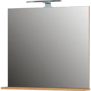 Badspiegel GERMANIA "Scantic / Pescara" Spiegel Gr. B/H/T: 76 cm x 75 cm x 15 cm, braun (granson, eiche, nachbildung) Badspiegel Breite 76 cm, mit Ablage, LED Beleuchtung, Spiegel