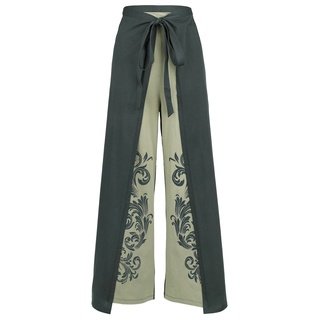 Black Premium by EMP Stoffhose - Wrap Pants with Ornaments - S-M - für Damen - Größe S-M - dunkelgrün - S-M