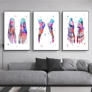 MHLCMG Leinwand Malerei Bunt Abstrakte Fußknochen Anatomie Bilder Wandkunst Modernes Poster Kunstdruck Bild Wand Wohnzimmer Schlafzimmer Dekor Kein Rahmen (3X60X80CM)