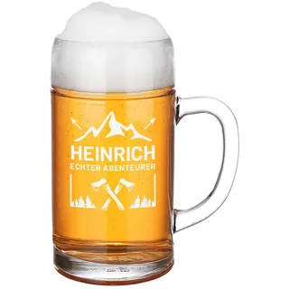polar-effekt Maßkrug 1,0 Liter mit individueller Gravur - Bierglas mit Namen graviert - Geschenk zum Geburtstag - Krug mit Henkel - Personalisierter Bierkrug