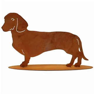Rostikal Gartenfigur Dackel Rostfigur – Hundefigur aus Metall für Garten & Terrasse, Hundefigur Dackel aus Edelrost – Deko für Beet, Terrasse & Balkon braun 40 cm