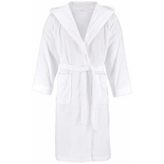 Bruno Banani Unisex-Bademantel Robby, Langform, Walkfrottee, Kapuze, Gürtel, Damen & Herren Bademäntel, lang, mit Taschen, S-3XL weiß S - 120 cm
