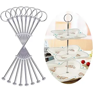 Auped 8-Pack Kuchen Stand Set Silber Vintage Metall Rod Kuchen Stand für Geburtstag Hochzeit Festival Party Kuchen Stand