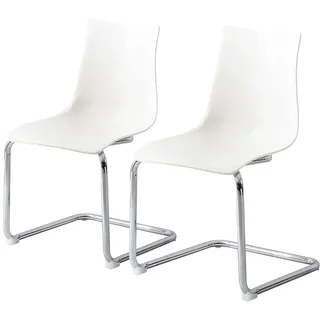 home24 Freischwinger Kunststoff Weiß 2er Set