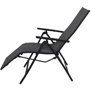 VILLANA Sylvania Relaxsessel, anthrazit/grau, Alu/Textilene, 67 x 58 x 110 cm, klappbar