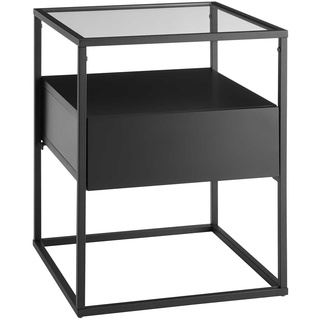 MCA furniture Beistelltisch EVORA, Schwarz - Glas - Metall - 43 x 43 cm