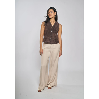 Lederweste FREAKY NATION "Lederweste-FN", Damen, Gr. L(40), braun, Oberstoff: 100% Leder. Futter: 100% Baumwolle, Westen