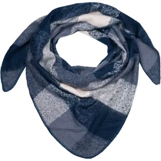 XXL-Schal STYLEBREAKER "Web Dreiecktuch Kariert", Damen, blau (dunkelblau, blau, weiß), Obermaterial: 70% Viskose CV. 30% Wolle WO., Modisch, Modetücher