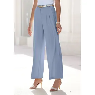 Palazzohose LASCANA "mit weitem Bein aus weicher und leichter Webware", Damen, Gr. 36, N-Gr, blau (hellblau), Stoff, Obermaterial: 64% Polyester, 32% Viskose, 4% Elasthan, unifarben, figurumspielend lang, Hosen Palazzohose, Sommerhose im Business-Look, elegante Anzughose mit Taschen