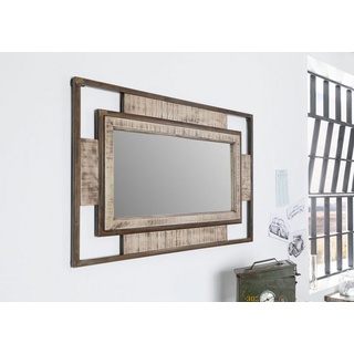 Massivmoebel24 Spiegel HEAVY INDUSTRY (Schicker Spiegel im Industrial Stil in braun lackiert 76x4x122 Mango montiert) braun