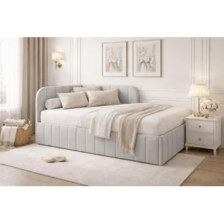 MOEBELPAKET.de Bett Mario 120x200 cm, Metallrahmen, Oeko-Tex, Grau, Links