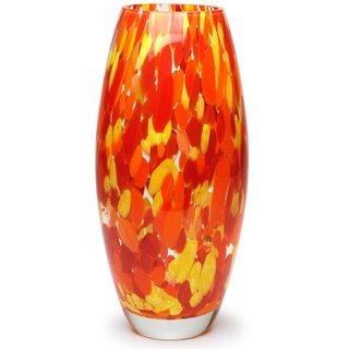 Cá d'Oro Glasvase, orange/gelb, Konfetti, mundgeblasen, Murano-Stil, Kunstglas für Blumen und Dekoration, Modell Oliva G