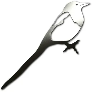 ARTTEC Vogel (Elster, Edelstahl) - hochwertige Gartendeko aus Metall - Edelmetaldeko für Garten, Balkon & Terasse - Metall Gartenstecker - Made in Germany