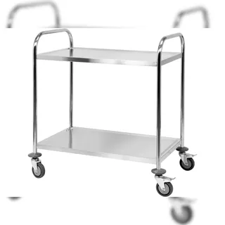 TRIZERATOP Carrello di servizio, carrello da cucina, carrello da sgombero 2 ripiani 860x530x950mm acciaio inox