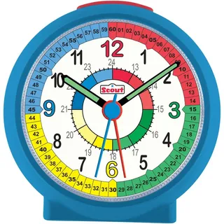 Scout Kinderwecker LearnTheTime Lernwecker, Geschenkidee, Mädchen, Jungen, Kinderzimmer, Schulanfang blau