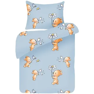 BestLivings Kinder Bettwäsche 100x135cm / 40x60cm) - Bärchen Blau