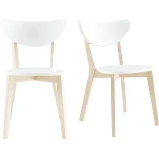 miliboo Design-Holzstuhl Holz weiß 2er Set