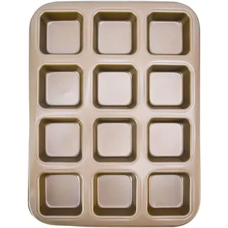 Mini-brotform Mit 12 Mulden Aus Kohlenstoffstahl, Brownie- Und Muffinform, Goldene Cupcake-form