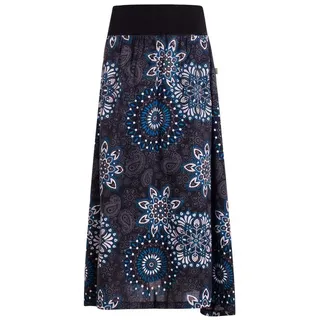 Vishes Maxirock Langer Damen Sommer-Rock Sommerröcke Bunt mit Mandalas bedruckt Retro, Festival, Boho Style schwarz 46