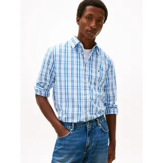 Tommy Hilfiger Langarmhemd FLEX POPLIN MEDIUM CHECK Button-down-Kragen, Regular fit weiß XXL (58)