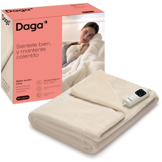Daga Relax Soft Chic Elektrische Sofadecke, Intellisense-Heiztechnologie, weicher Stoff, schicker Felleffekt und Samt, 6 Temperaturstufen, 160 x 120 cm