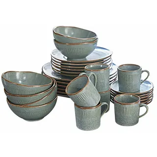 Mirabeau Geschirr-Set Geschirr 30er Set Périers türkis/braun, Steinzeug braun