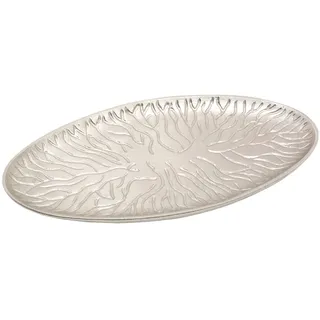 NKlaus Kerzenteller oval silber, für Kerzen 18x9cm Messing Teller, 1 Stück | vernickelt; matt; Breite: 9cm; Länge: 18cm; 0,5cm