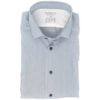 MARVELIS Langarmhemd MODERN FIT - Easy To Wear Hemd normale, leicht taillierte Schnittführung blau 46