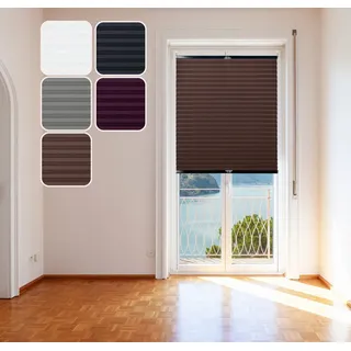 DomDeco Plissee Thermo Plissee Ohne Bohren Braun 80x120cm, Klemmfix, Sicht- und Sonnenschutz, ohne Bohren, Klemmfix, Fixmaß, Klemmträger braun 80 cm x 120 cm