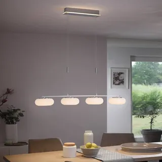 Q-Smart-Home Smarte Hängelampe Q-Etienne, dimmbar, alu / grau / zink, für Wohn- / Esszimmer, Metall, Modern, Smart Home Pendelleuchte - 108.5 cm - 20 cm - 200 cm