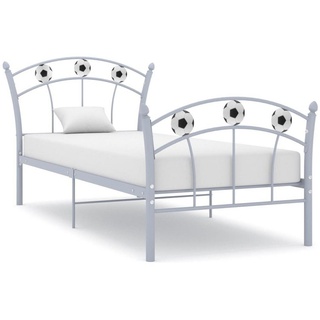 vidaXL Bett Einzelbett mit Fußball-Design Grau Metall 90x200 cm grau