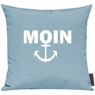 Shirtinstyle Sofakissen Moin Anker, Größe 40 x 40cm, Farbe Tuerkis